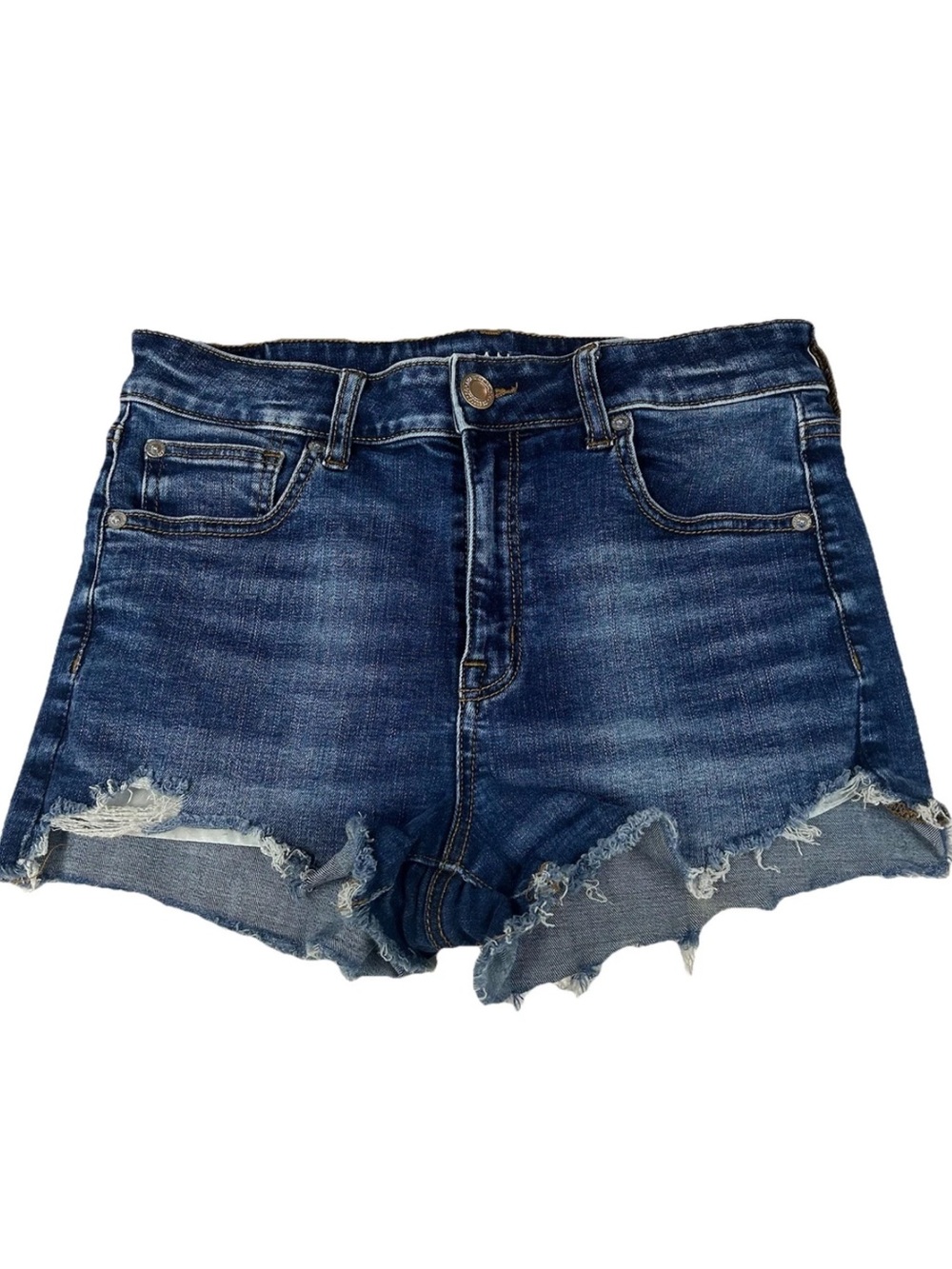 American Eagle Women’s Size 10 Hi Rise Shortie Shorts Jean Dark Wash Stretch 174